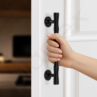 Plantex 8 Inch Heavy-Duty Door Handle for Main Door/Stainless Steel Pull Push Main Door Handle/3 Years Warranty Pack of 2 (S-140, Black)