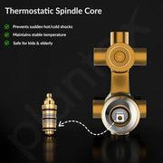 Plantex 4 Way Thermostatic Shower Jet Diverter with Single Lever High Flow Mixer/Pure Brass Concealed Body & Exposed Parts Kit/Outlet Bathroom Valve - Chrome (Kubix Primium-2586)