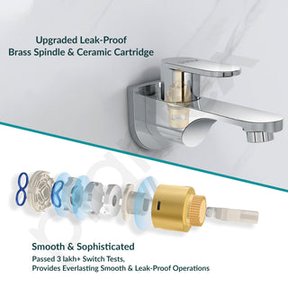 Plantex Pure Brass Bib Cock for Bathroom with Water-Saving Aerator/Wall Mount Bib Tap with Wall Flange & Teflon Tape/Tap for Bathroom (ORN-201-Chrome Finish)