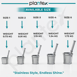 Plantex Heavy Stainless Steel Mortar & Pestle Set/Spice Mixer/Khalbatta/Khal/Okli Musal for Kitchen - Size 4(Dia: 8.7, H: 9 cm)