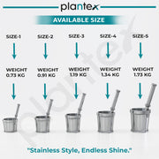 Plantex Heavy Stainless Steel Mortar & Pestle Set/Spice Mixer/Khalbatta/Khal/Okli Musal for Kitchen - Size 4(Dia: 8.7, H: 9 cm)