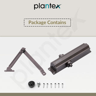 Plantex Aluminium Hydraulic Door Closer for Wooden Doors - Automatic Soft Close for Hotel/Home/Office - ISO 9001 Certified (MI-100, Capacity - 75 Kg, Brown)