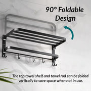 Plantex Towel Rack for Bathroom/Stainless Steel Towel Bar/18 Inch Towel Holder with Towel Rod/Bathroom Accessories - (Black)