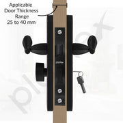 Plantex Heavy-Duty Door Lock/Door Handle Set with 3 Years of Warranty/Mortise Lock with 3 Keys, Brass Lockbody & Cylinder (8135 - Z-Black)