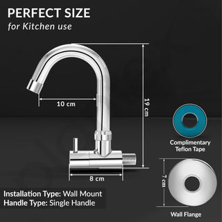 Plantex Kitchen Taps for Home Sink with Water Saving Nozzle/High Arc 360° Swivel Spout for Sink Tap with Brass Wall Flange-7 Year Warranty by Plantex -(ICO-910-Chrome).