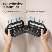Plantex Corner Shelf for Bathroom/Stainless Steel Corner Bathroom Shelf/Drill Free Installation/Self-Adhesive Wall Mount Corner - Pack of 2 (10 X 10 Inch, Black)