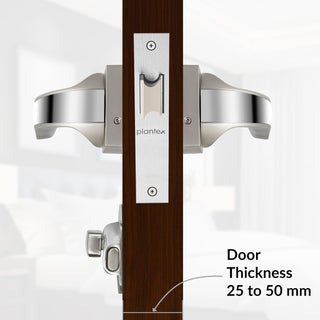 Plantex Heavy Duty Door Lock for Bathroom/Mortise Keyless Handle Door Lock for Store Room/Balcony/Office with Baby Latch –(7091 Satin White & Chrome Finish)