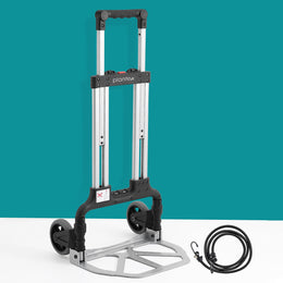Plantex Heavy Duty Aluminum Platform Trolley for Home/Hand Truck with Black Bungee Cords for Moving Box/Utility Cart for Luggage Moving/Multipurpose Use Warehouse/Inustrial (Silver and Black)