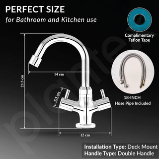 Plantex Pure Brass Basin Sink Mixer Tap Hot and Cold/Mixer Tap for Bathroom/Wash Basin Tap with Teflon Tape -7 Year Warranty by Plantex (ICO-909-Chrome)