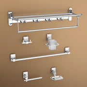 Plantex High Grade Stainless Steel Folding Towel Rack with Stainless Steel 304 Grade Darcy Bathroom Accessories Set 5pcs (Towel Rod/Napkin Ring/Tumbler Holder/Soap Dish/Robe Hook)