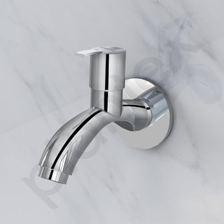 Plantex Pure Brass AQ-1401 Bib Cock Water Tap with Water Saving Techonology Tap with Bib Tap with Brass Wall Flange and Teflon Tape for Bathroom-7 Year Warranty (Mirror Chrome Finish)