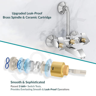 Plantex Brass Wall Mixer for Bathroom with L-Bend Connector for Overhead Shower/Mixer Tap/Wall Mixer for Bathroom 2 in 1 with 7-Year Manufacturer's Warranty- (Pri-318-Chrome)