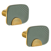 Plantex Knobs for Drawers/Drawer Knobs/Rectangle Knob for Cabinets/Pull-Push Knob for Kitchen/Bedroom/Drawer - Pack of 2 (Gold & Green)