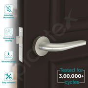 Plantex Heavy Duty Door Lock – Bathroom Door Lock/Mortise Keyless Handle Set for Home/Bathroom/Store Room/Balcony/Office with Baby Latch – (7077 – Satin White & Chrome Finish)