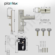 Plantex Heavy-Duty Door Lock Set - Main Door Lock Handle Set/6-Lever Lock Mechanism Mortise Lock with 3 Keys, Brass Lock Body & Cylinder (PTP-08, Satin)