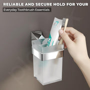 Plantex Tumbler Holder For Bathroom/Pure Brass Toothbrush Holder/Toothpaste/Razor Holder/ Bathroom Accessories - Pack of 1 (APS-ASC-03, Chrome)