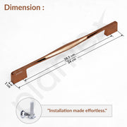 Plantex Cabinet Handle/288mm Handle for Wardrobe/Kitchen Handle/Pull-Push Handle for Home/Office - Pack of 1 (Rose Gold)