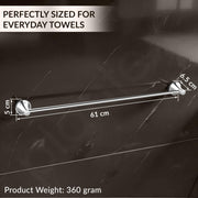 Plantex Towel Rod for Bathroom/Pure Brass Towel Hanger/24in Towel Holder/Bathroom Accessories - Pack of 1 (APS-EFL-01, Chrome)