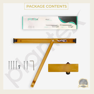 Plantex Premium Automatic Door Closer for Wooden Door Adjustable Size 3 Spring Hydraulic Auto Door Closer for Home Office Hotel for Wide 180 Degree Opening (Capacity-120 kg,Golden)