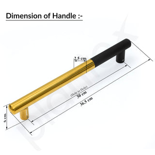 Plantex 14 Inch Main Door Handle, Stainless Steel & Aluminium, Pull-Push, Black & Gold