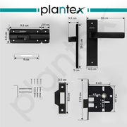 Plantex Heavy Duty Door Lock ÃƒÂ¢Ã¢â€šÂ¬Ã¢â‚¬Å“ Bathroom Door Lock/Mortise 8inch Keyless Plate Handle Set for Home/Bathroom/Store Room/Balcony/Office with Baby Latch (8107, Z-Black)