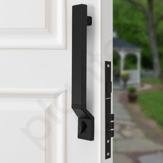 Plantex Door Lock with Handle/15 Inch Door Handle with Lock/Stainless Steel Handle Set for Home/Office/Door Accessories (Pack of 1, Black)