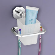 Plantex 304 Grade Stainless Steel Toothbrush Holder and Tumbler Holder for Bathroom and WashBasin Bathroom Accessories - Nipron (Chrome)