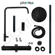 Plantex Shower Panel for Bathroom/Deluxe Circular Shower Panel Set/Overhead Showers and Hand Shower for Bathroom with Hot &cold MixerÃ¢â‚¬â€œ(Black)