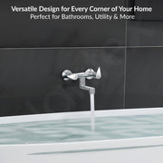 Plantex Pure Brass Non Telephonic Wall Mixer with Water Saving Faucet/Mixer Tap for Bathroom with Brass Wall Flange and Teflon Tape-7 Year Warranty (Pac-1816-Chrome)