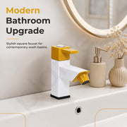 Plantex Single Lever Pillar Cock/Washbasin Tap with Water Saving Aerator/Water Tap for Bathroom Sink - Pack of 1 (PTMT-EDS-123, Yellow & White)