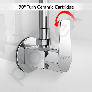 Plantex Angle Valve with Wall Flange & Teflon Tap/Angle Cocke for Bathroom/Bathroom Accessories -Chrome (Celesiya-1244)
