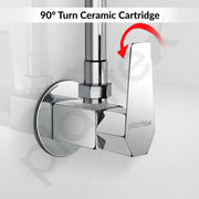 Plantex Angle Valve with Wall Flange & Teflon Tap/Angle Cocke for Bathroom/Bathroom Accessories -Chrome (Celesiya-1244)