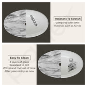 Plantex Ceramic Basin for Bathroom/Table Top Ceramic Basin/Washbasin for Bathroom - (CRETA-NS-211-Marble Finish, 23 x 15 x 5.54 Inch)