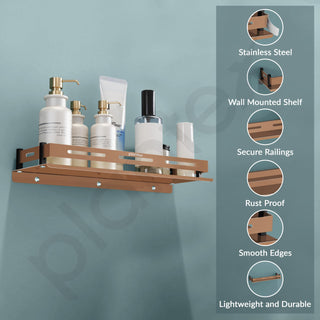 Plantex Shelf for Bathroom/Stainless Steel Shelf/Multipurose Shelf for Bathroom/Bathroom Accessoriece - (15 x 5 Inch, PVD Rose Gold)