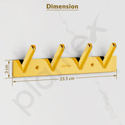 Plantex Wall Hooks for Hanging Cloth/Stainless Steel Towel Hangers/Bathroom Robe Hooks/Door Hangers/Square Wall Hook/Hook Rail for Hanging Keys - 4 Hooks (Pack of 1, PVD Gold)