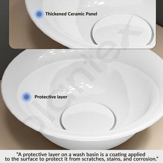 Plantex Ceramic WashBasin/Tabletop Wash Basin/Basin for Bathroom/Kitchen/Home/Office - (White - 16 x 16 x 6 Inch)