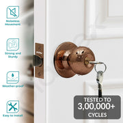 Plantex Door Lock - Cylindrical Door Lock with 3 Keys/Tubular Door Knob/Lock for Main Door/Bedroom (Rose Gold), Stainless Steel
