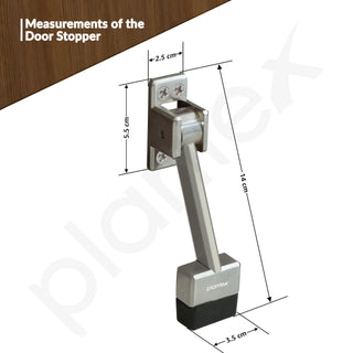 Plantex Door Stopper - 5 Inch Long Gate Stopper for Wooden Doors - Set of 3 (Silver Matt)