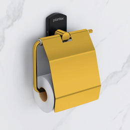 Plantex 304 Stainless Stee Toilet Paper Holder for Bathroom/Tissue Roll Holder for Washroom/Toilet Roll Holder for Bathroom Accessories - Parv (Gold & Black)