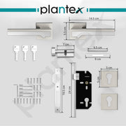 Plantex Main Door Lock for Home/Mortise Lock for Door with 3 Years of Warranty - Robust Door Lock for Home with Brass Lock Body & Cylinder (7052 - Chrome & Matt)