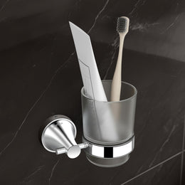 Plantex Tumbler Holder for Bathroom/Pure Brass Toothbrush Holder/Toothpaste/Razor Holder/Bathroom Accessories - Pack of 1 (APS-EFL-03, Chrome)