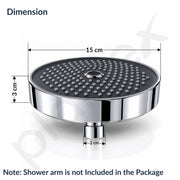 Plantex ABS Shower Head for Bathroom/6 Inch Round High Pressure Overhead Shower/Rain Shower Head - (Chrome)