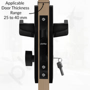 Plantex Heavy-Duty Door Lock/Door Handle Set with 3 Years of Warranty/Mortise Lock with 3 Keys, Brass Lockbody & Cylinder (8133 - DC-Black & Z-Black)