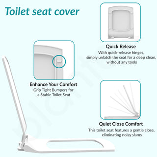 Plantex Polypropylene Toilet Seat/Western Toilet Seat/Soft Closing Commode Seat for Bathroom - Elongated Seat (Glossy White)