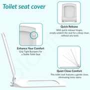 Plantex Polypropylene Toilet Seat/Western Toilet Seat/Soft Closing Commode Seat for Bathroom - Elongated Seat (Glossy White)