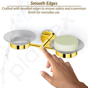 Plantex 304 Grade Stainless Steel Twin Soap Holder Stand for Bathroom and Wash Basin/Bathroom Accessories - Oreo (Gold)