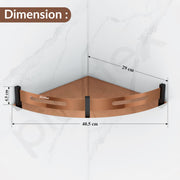 Plantex Bathroom Corner Rack for Wall/Stainless Steel Shelf for Bathroom Corner with Railings/Bathroom Accessories Holder (12x12 inches, PVD Rose Gold & Black)