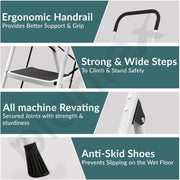 Plantex Alloy Steel 4 Step Ladder For Home/Foldable Strong Wide Step Ladder/Anti- Skid 4 Step Ladder - (White & Black)