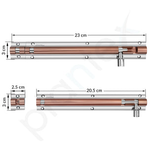 Plantex Heavy Duty 8-inch Joint-Less Tower Bolt for Wooden and PVC Doors for Home Main Door/Bathroom/Windows/Wardrobe - Pack of 2 (703, Rose Gold and Chrome)