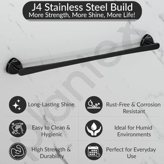 Plantex J4 Stainless Steel 24 Inch Single Towel Rod for Bathroom/Towel Holder in Bathroom/Towel Holder/Bathroom Accessories (PVD Black Finish) Angel